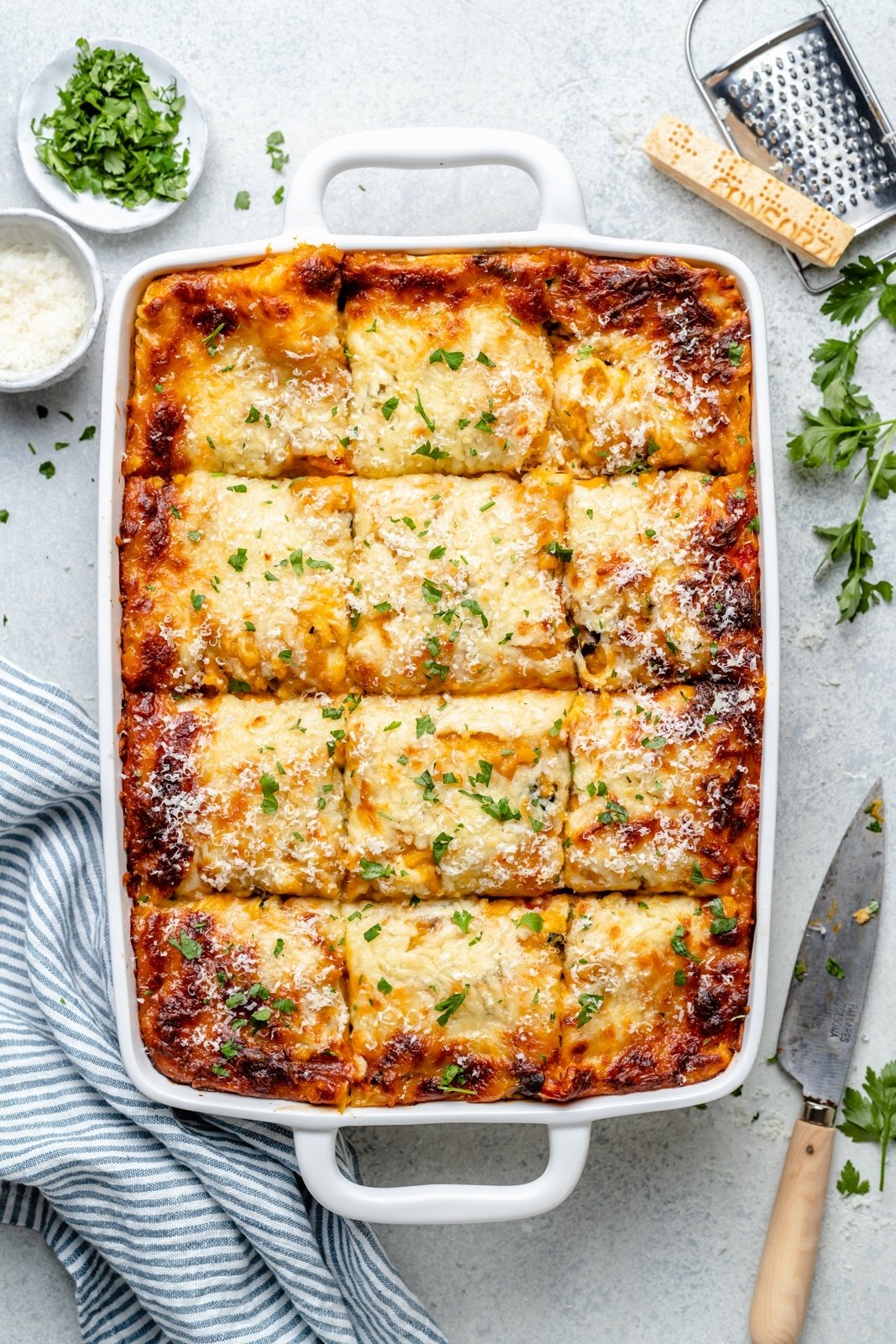 butternut squash lasagna in a pan