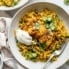 tandoori chicken with rice in a bowl
